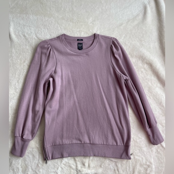 GAP Maternity Nursing Dusty Purple Sweatshirt with Puff Sleeves MEDIUM - Picture 2 of 10